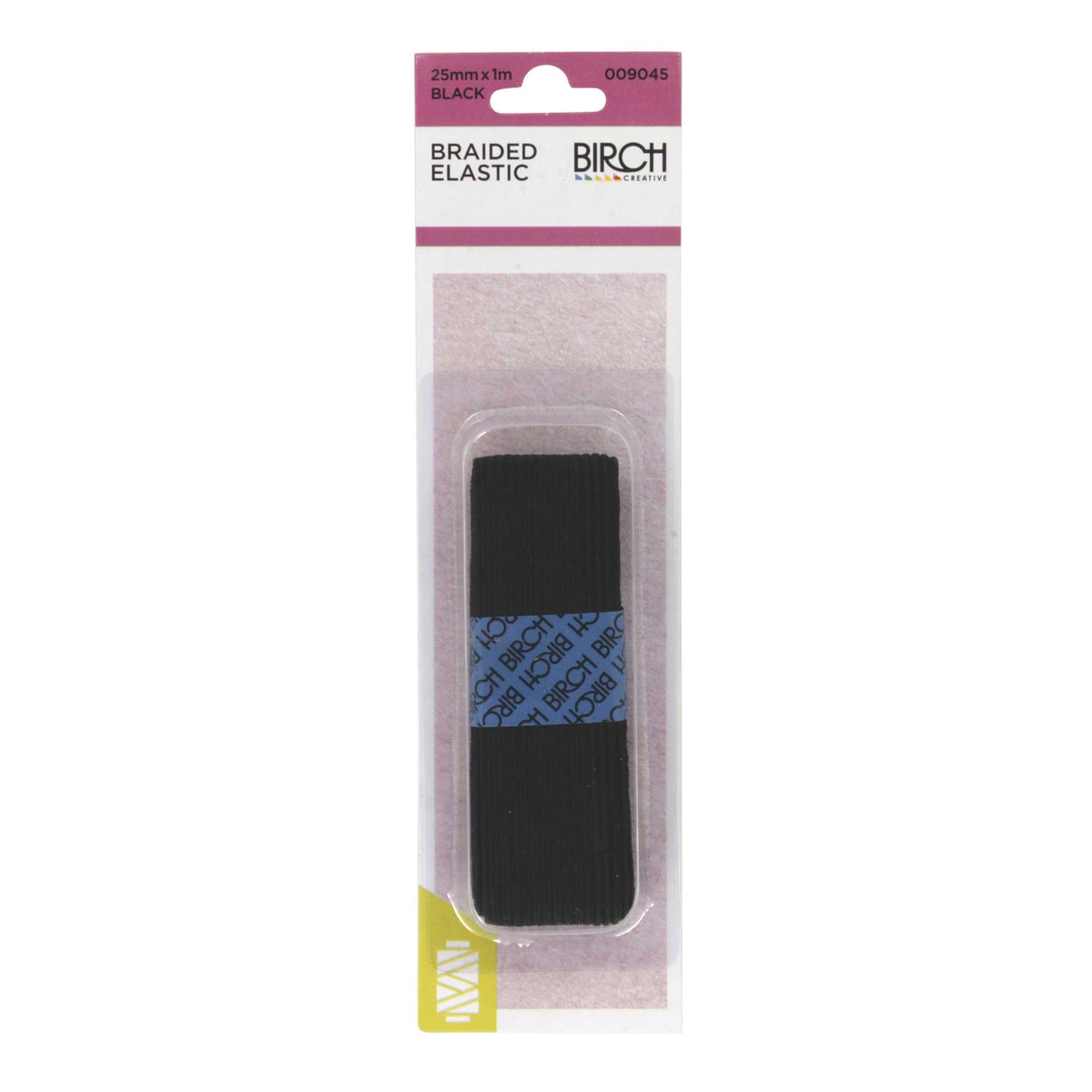 Birch Braided Elastic Black 25mm x 1m - 009045 - Mooroolbark Wool