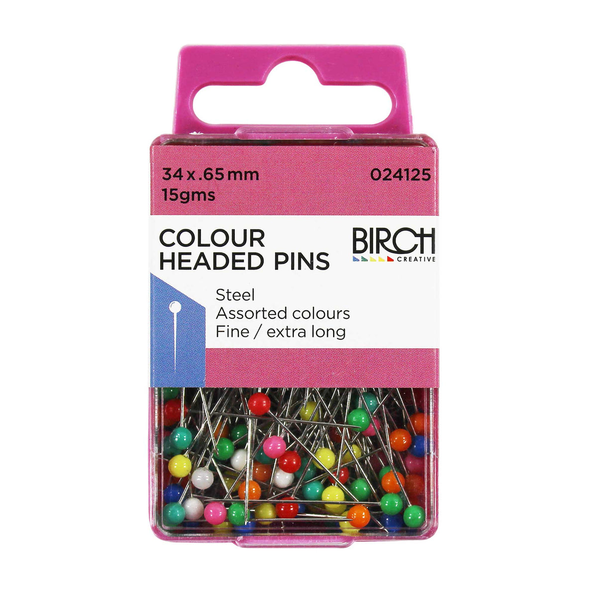 Birch Colour Headed Pins 024125 - Mooroolbark Wool