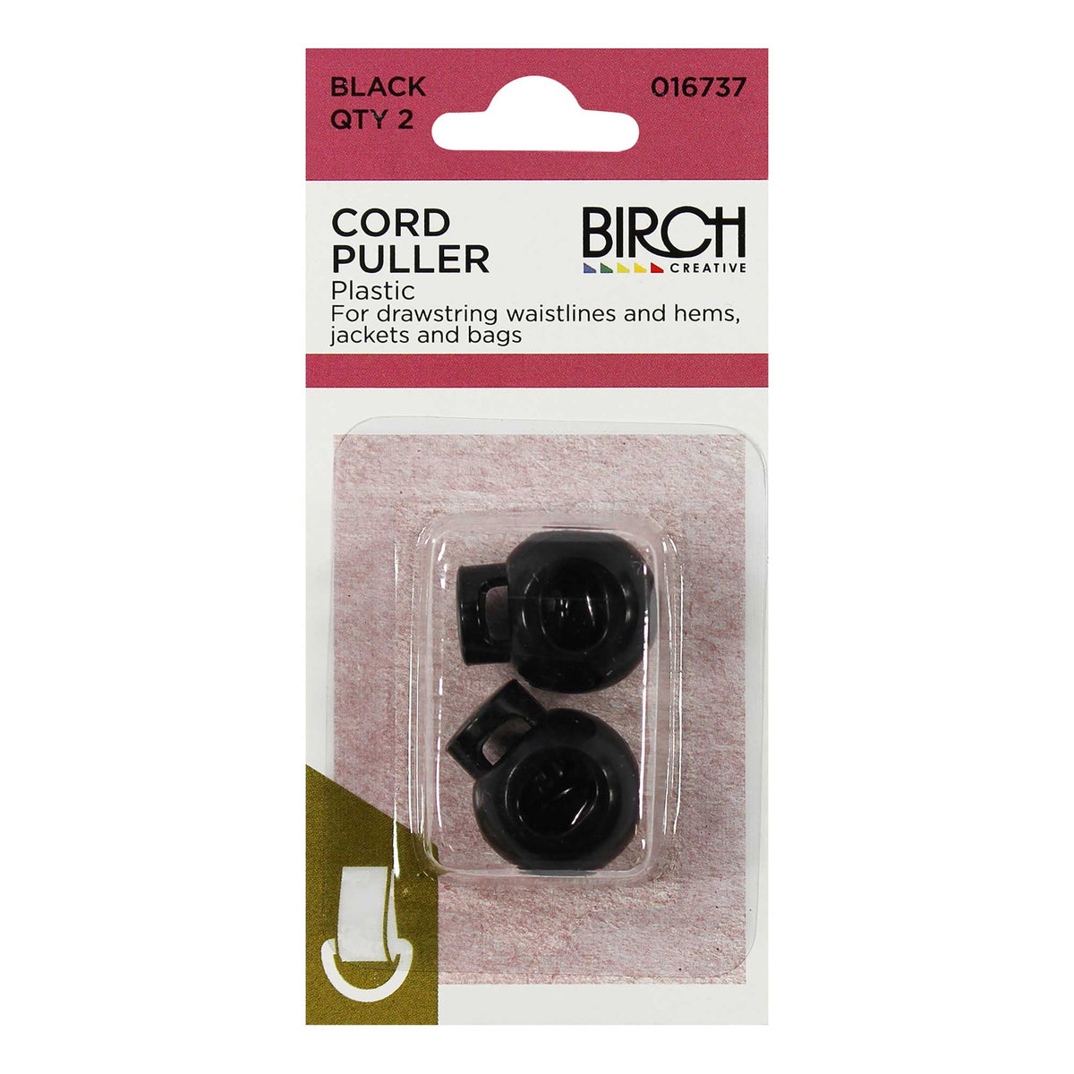 Birch Cord Puller qty 2 - Black 016737 - Mooroolbark Wool