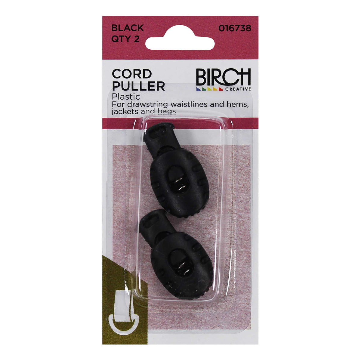 Birch Cord Puller qty 2 - Black 016738 - Mooroolbark Wool