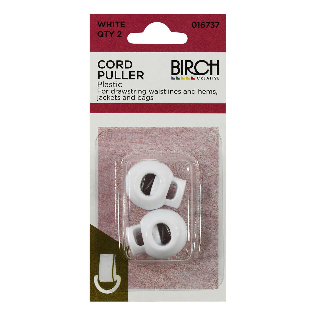 Birch Cord Puller qty 2 - White 016737 - Mooroolbark Wool