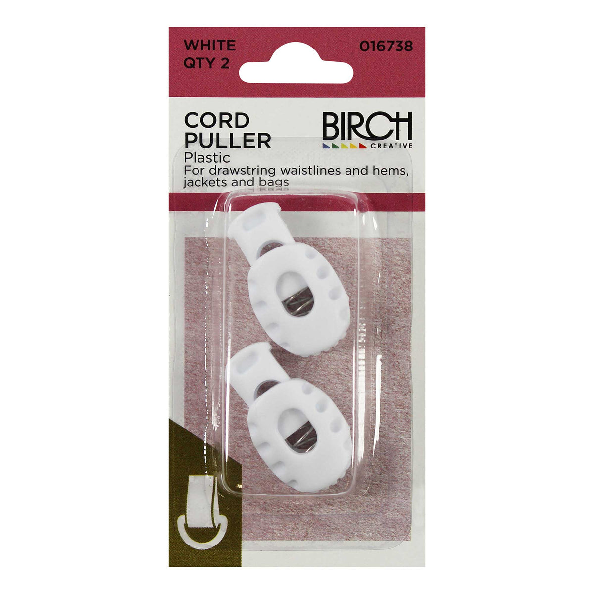 Birch Cord Puller qty 2 - White 016738 - Mooroolbark Wool