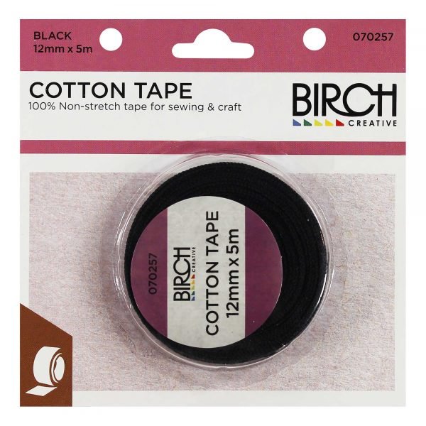 Birch Cotton Tape - 12mm x 5m White - 070257 - Mooroolbark Wool