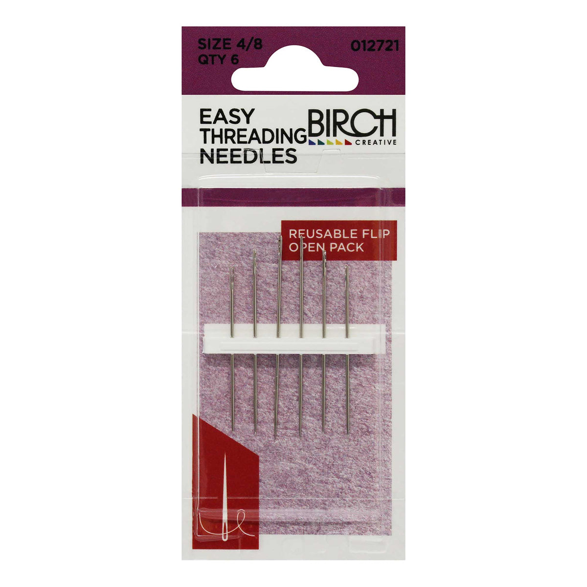 Birch Easy Threading Needles Size 4/8 6 Pack - Mooroolbark Wool