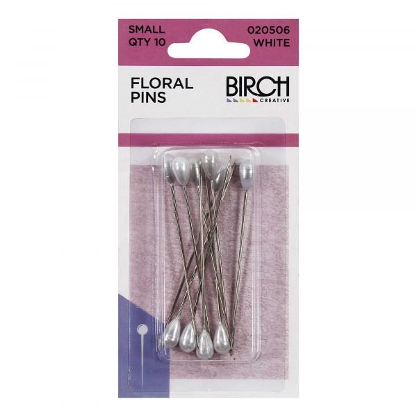 Birch Floral Pins - White Small 020506 - Mooroolbark Wool