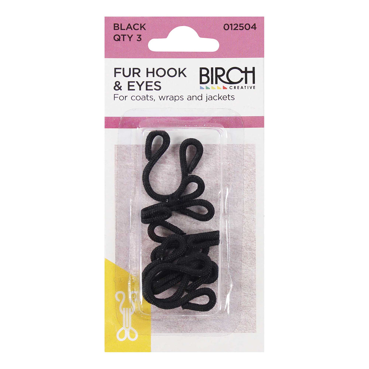 Birch Fur Hooks & Eyes Black 012504 - Mooroolbark Wool