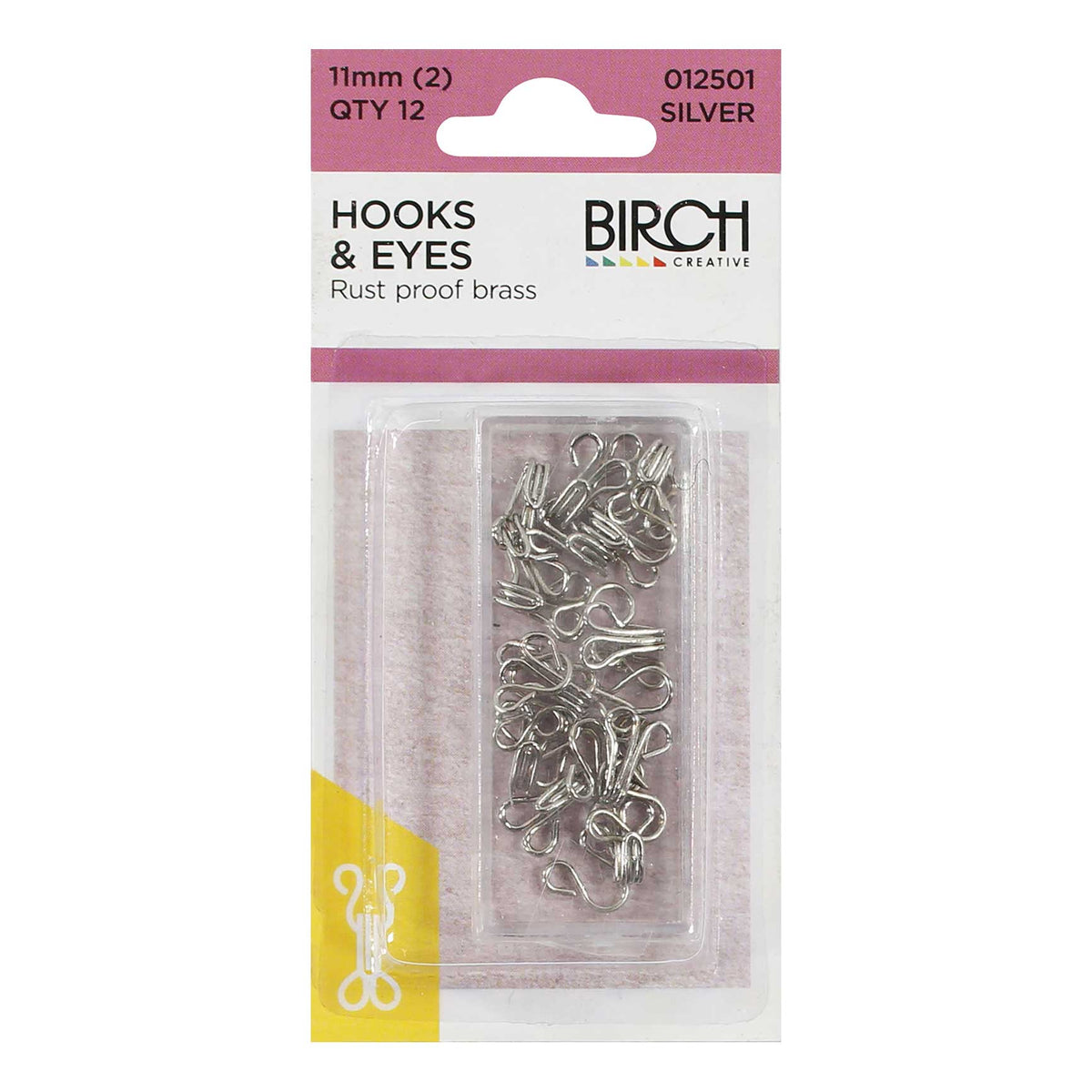 Birch Hooks & Eyes 11mm Silver 012501 - Mooroolbark Wool