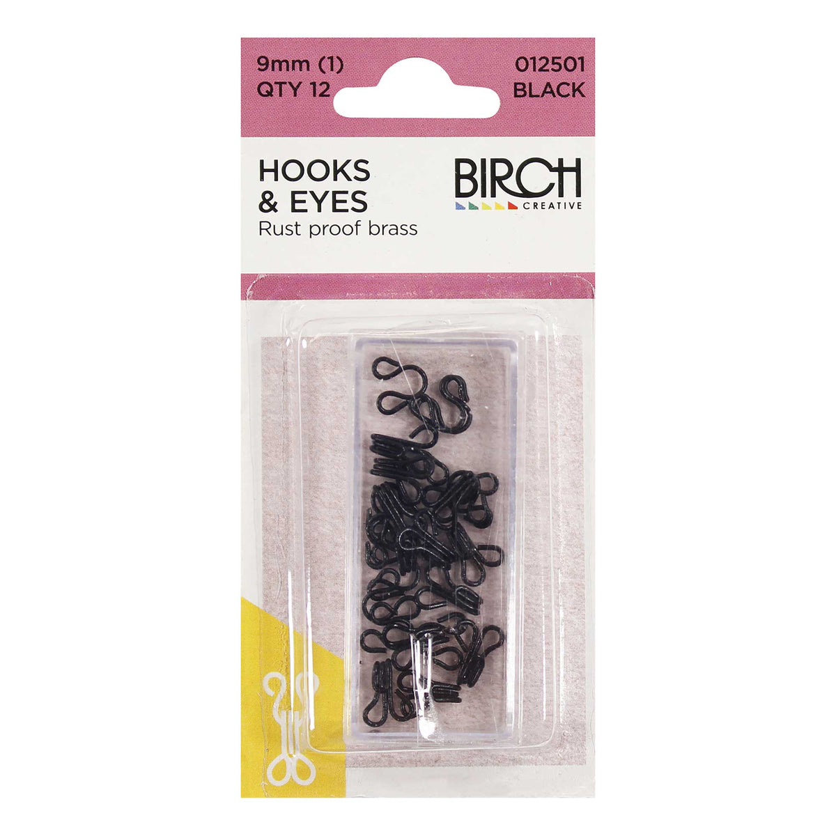 Birch Hooks & Eyes 9mm Black 012501 - Mooroolbark Wool