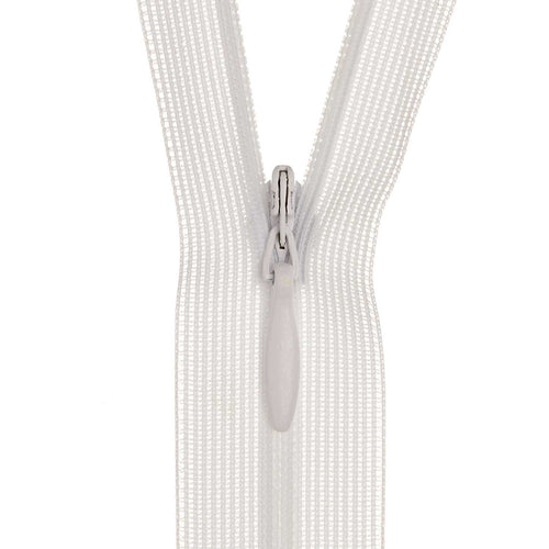 Birch Invisible Zip - 18cm White 101 - Mooroolbark Wool