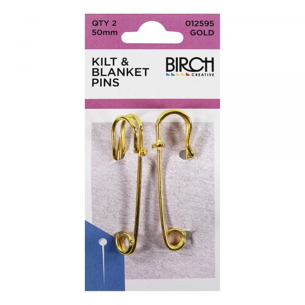 Birch Kilt & Blanket Pins - 45mm Gold qty2 - 012595 - Mooroolbark Wool
