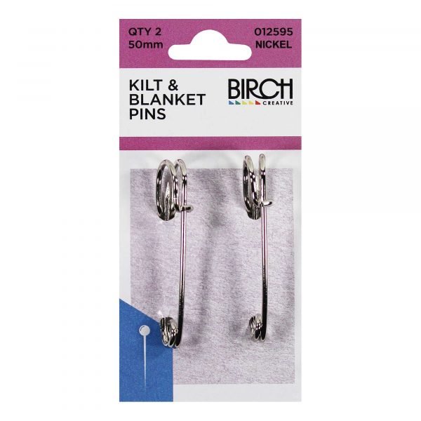 Birch Kilt & Blanket Pins - 45mm Nickel qty2 - 012595 - Mooroolbark Wool