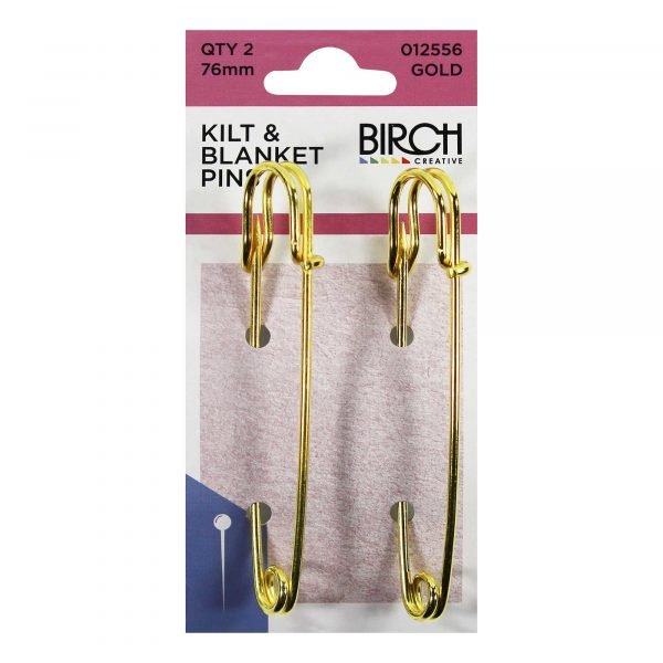 Birch Kilt & Blanket Pins - 76mm Gold qty2 - 012556 - Mooroolbark Wool