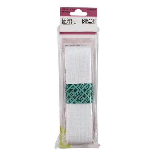 Birch Loom Elastic 32mm x 1m White - 009195 - Mooroolbark Wool