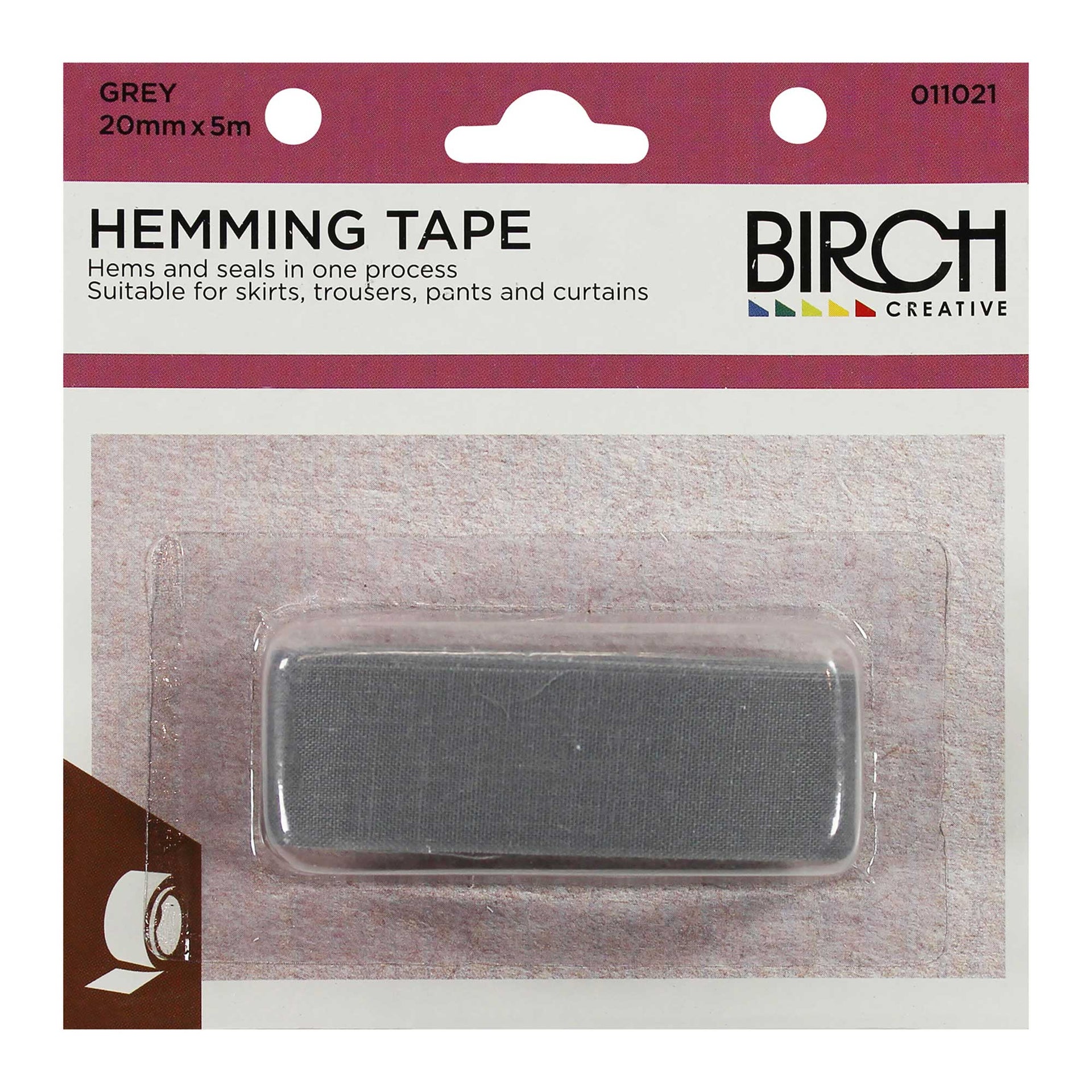Birch Hemming Tape 20mm x 5m - Grey