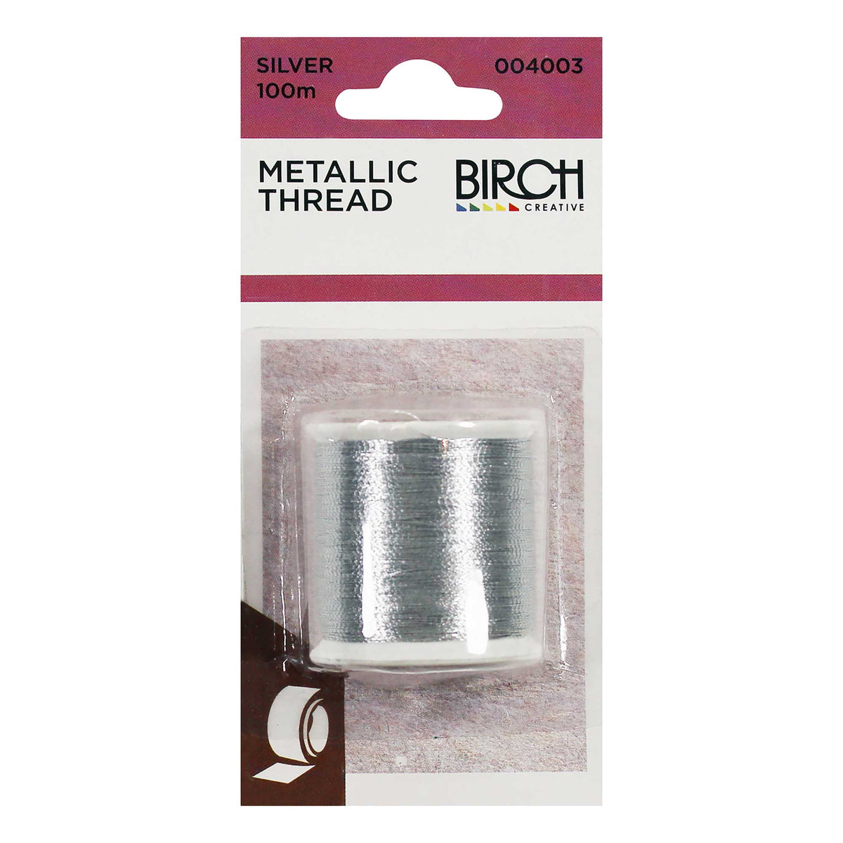 Birch Metallic Thread 100m - Silver - Mooroolbark Wool
