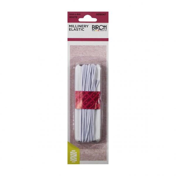 Birch Millinery Elastic 1mm x 4m White - 009047 - Mooroolbark Wool