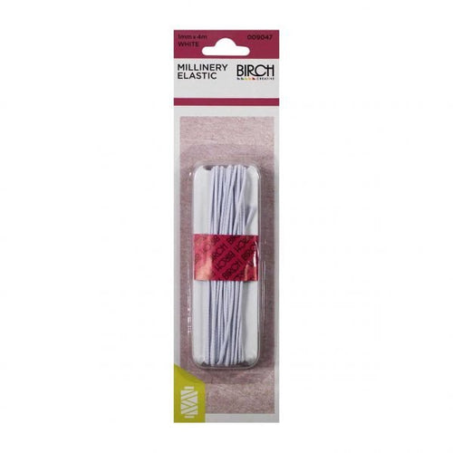 Birch Millinery Elastic 1mm x 4m White - 009047 - Mooroolbark Wool