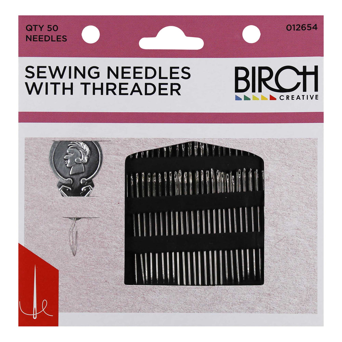 Birch Sewing Needles with Threader - 50 ON - 012654 - Mooroolbark Wool