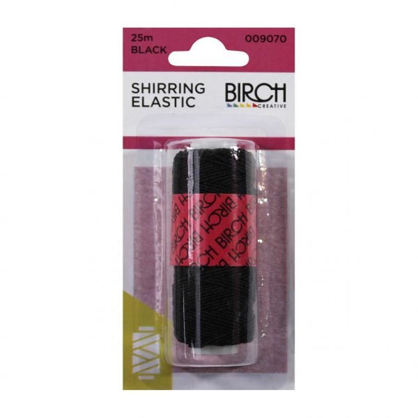Birch Shirring Elastic 25m Black - 009070 - Mooroolbark Wool