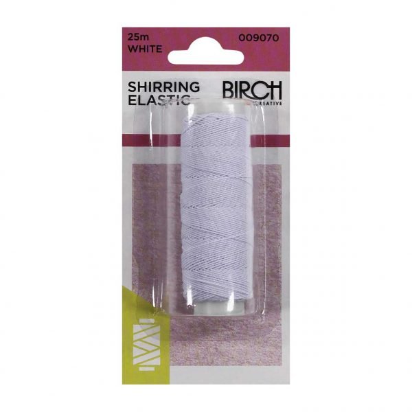 Birch Shirring Elastic 25m White - 009070 - Mooroolbark Wool