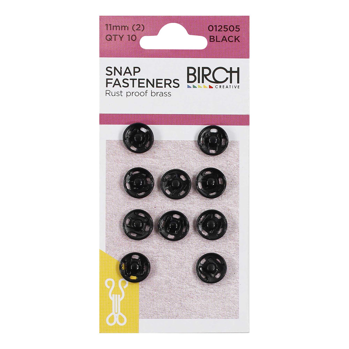 Birch Snap Fasteners - Black 11mm - Mooroolbark Wool