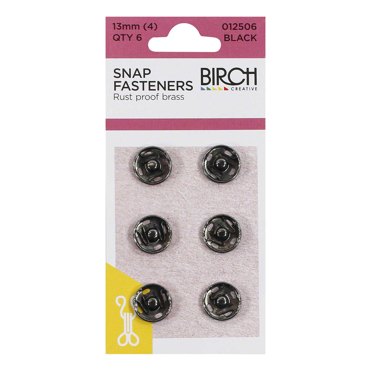Birch Snap Fasteners - Black 13mm - Mooroolbark Wool