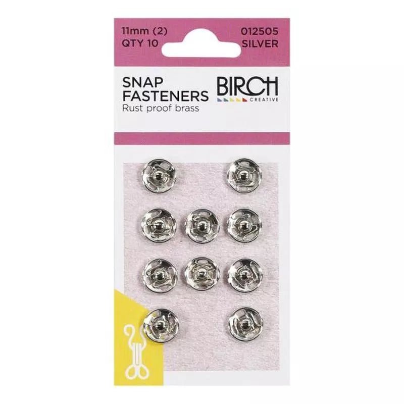 Birch Snap Fasteners - Silver 11mm - Mooroolbark Wool