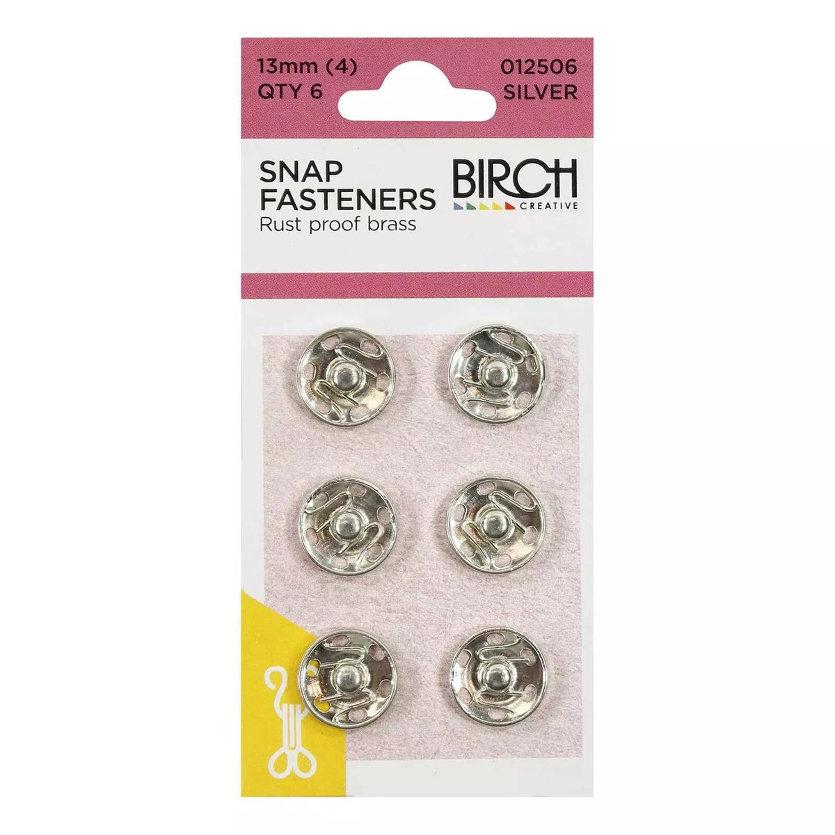 Birch Snap Fasteners - Silver 13mm - Mooroolbark Wool