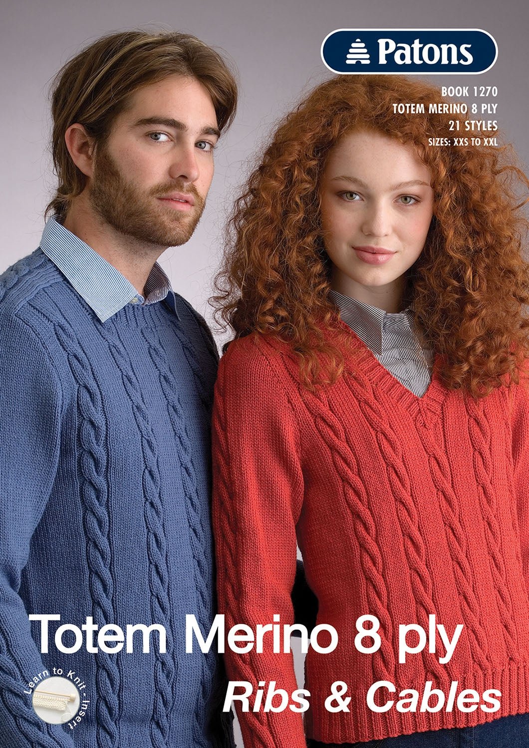 Book 1270 - Patons Merino Totem DK Ribs and Cables - Mooroolbark Wool