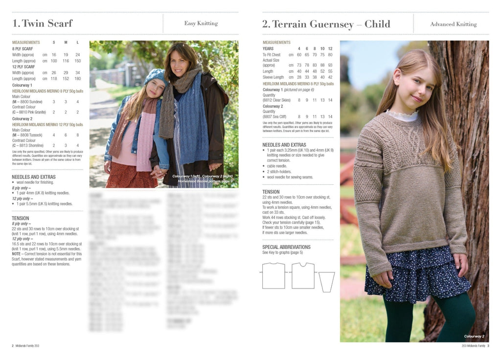 Book 203 - Heirloom Midlands family 8 & 12 ply - Mooroolbark Wool