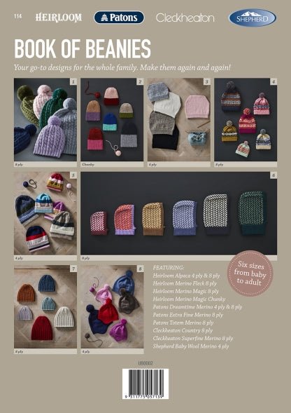 Booklet 114 - Book of Beanies - Mooroolbark Wool
