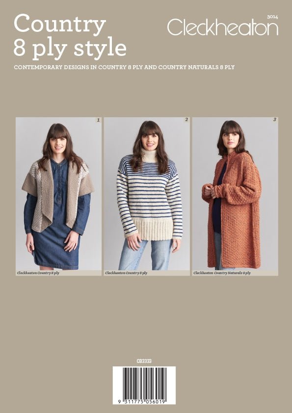 Booklet 3014 - Cleckheaton Country 8 ply style - Mooroolbark Wool