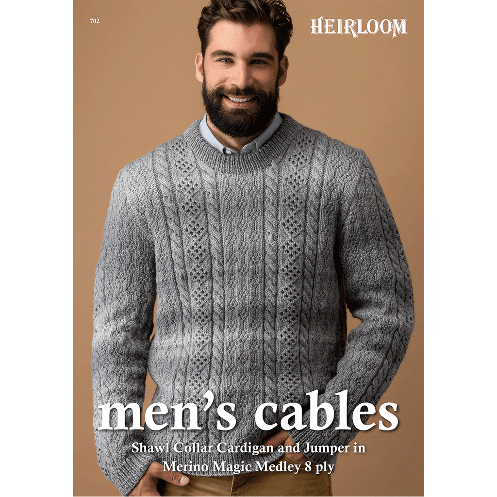 Booklet 702 - Heirloom Men's Cables - Original Copy - Mooroolbark Wool