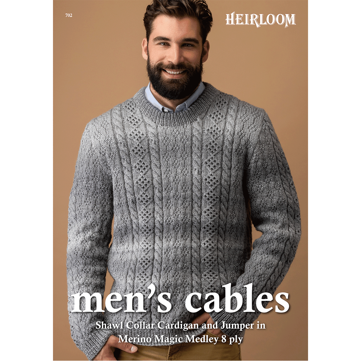 Booklet 702 - Heirloom Men's Cables - Original Copy - Mooroolbark Wool