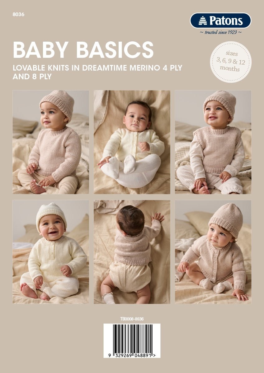 Booklet 8036 - Patons Baby Basics 4 ply & 8 ply - Mooroolbark Wool