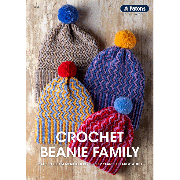 Booklet 9006 - Patons Crochet Beanie Family - Mooroolbark Wool