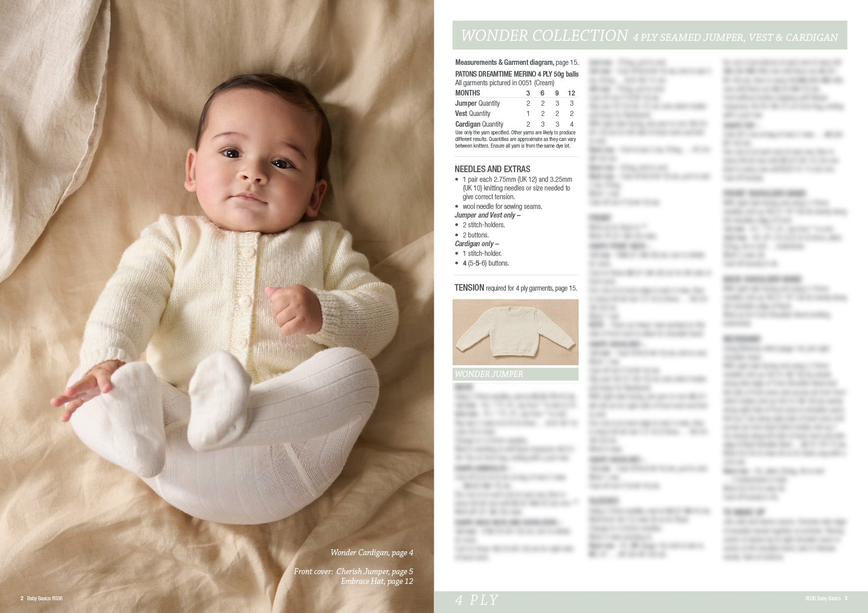 Booklet 8036 - Patons Baby Basics 4 ply & 8 ply