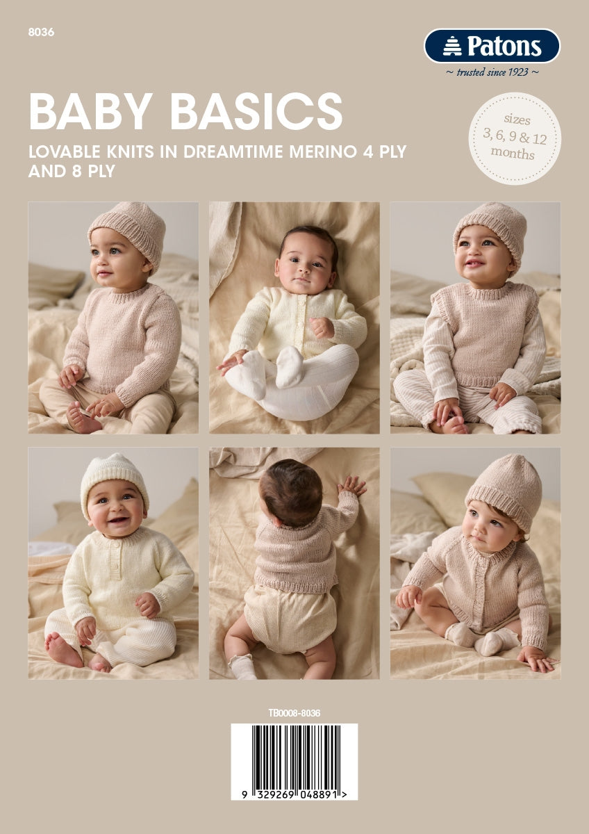 Booklet 8036 - Patons Baby Basics 4 ply & 8 ply