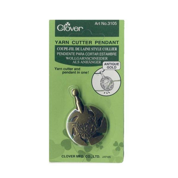 Clover Yarn Cutter Pendant - Antique Gold 3105 - Mooroolbark Wool