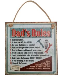 Dad's Rules Sign - AHS005 - Mooroolbark Wool