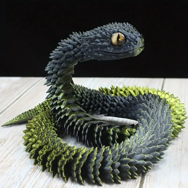 3D Printed Large Snake - Black Gold