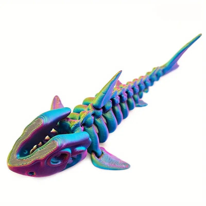 3D Printed Shark Skeleton - Red Blue Green
