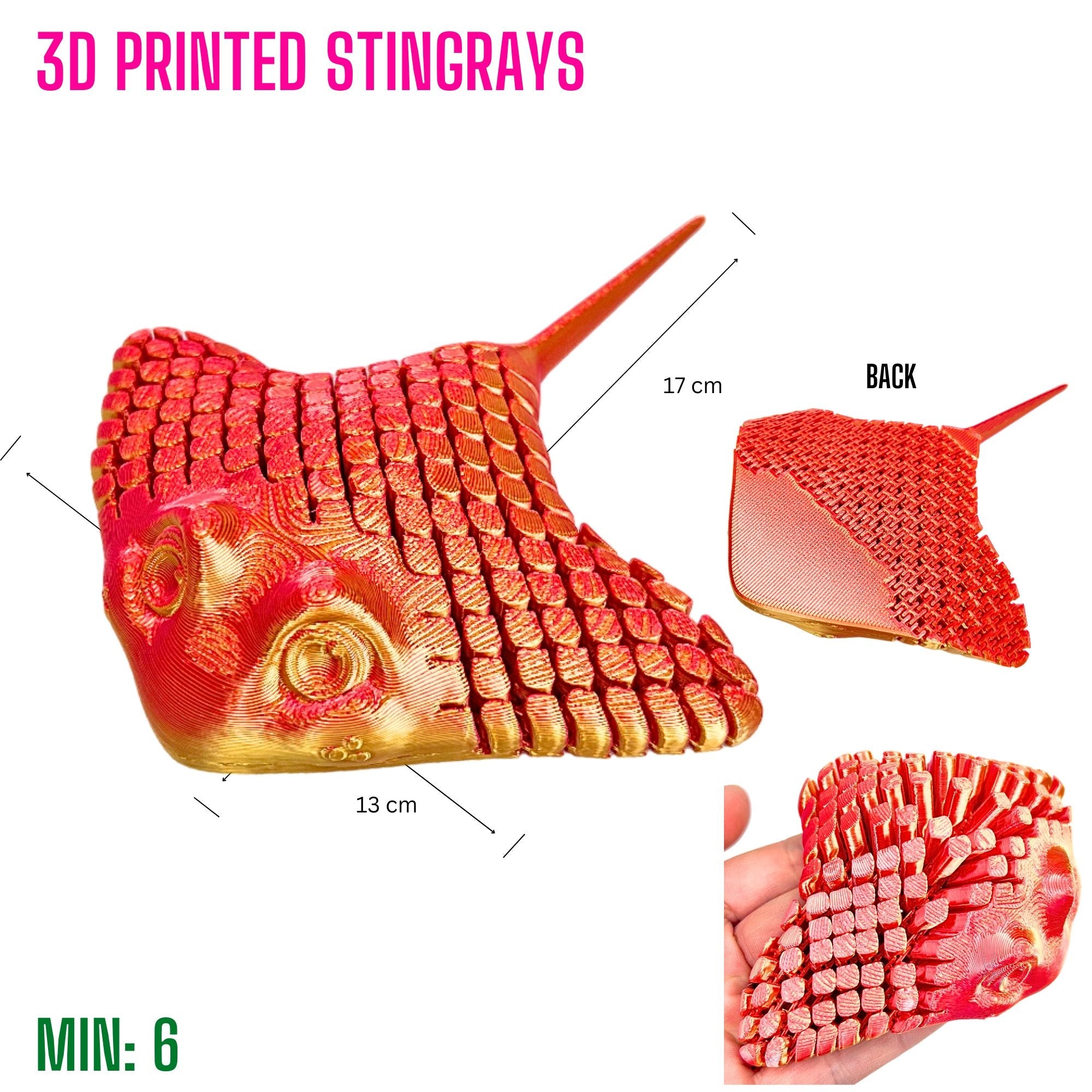 3D Printed Stingray - Orange