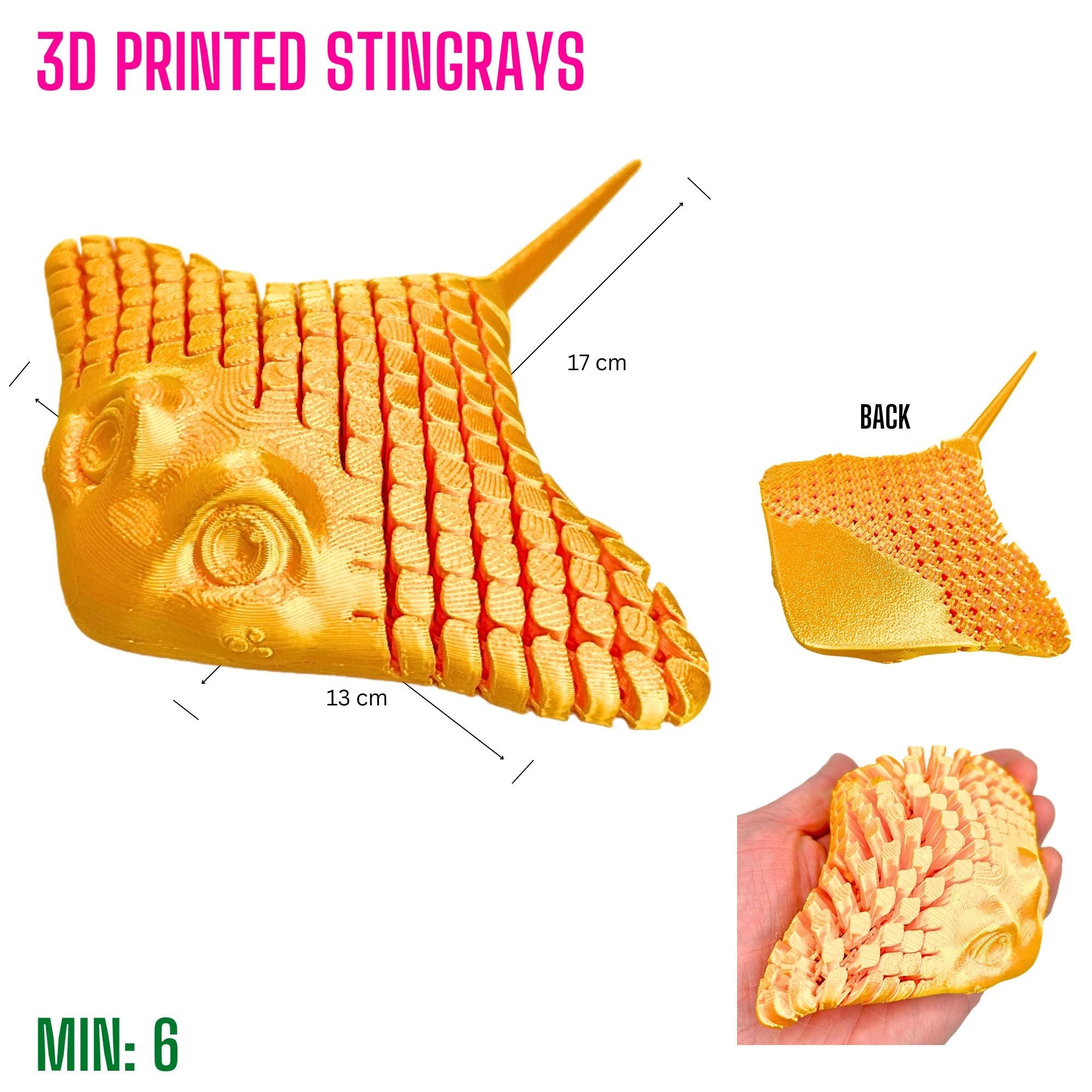 3D Printed Stingray - Yellow