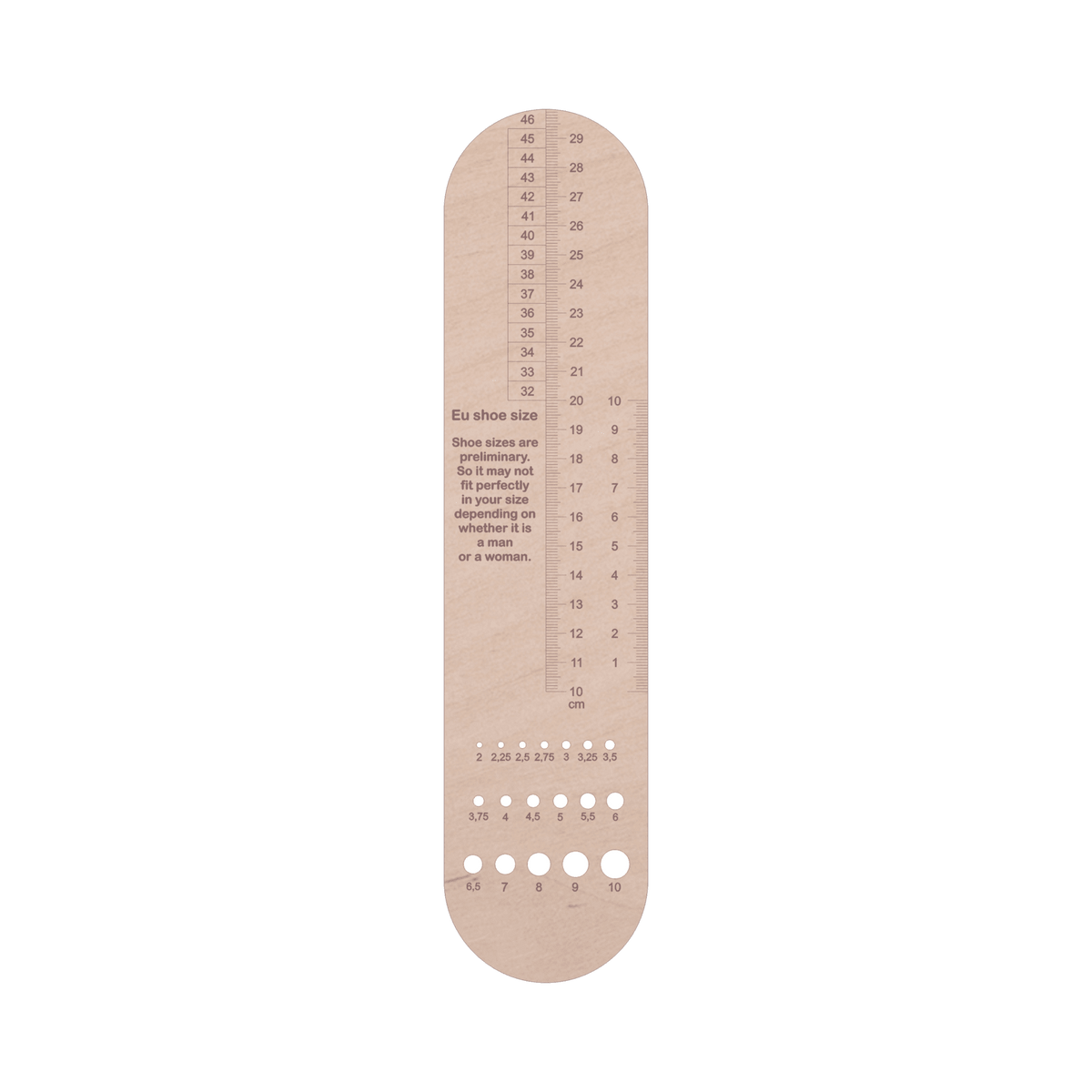 Fiori Sock Ruler & Needle Gauge - Mooroolbark Wool