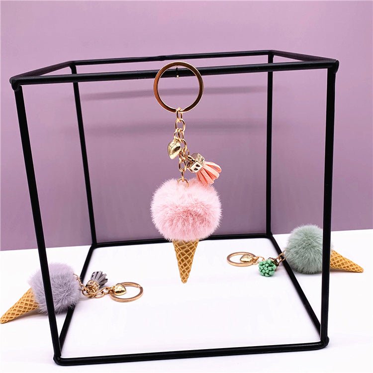 Ice Cream Keychain - Pink - Mooroolbark Wool