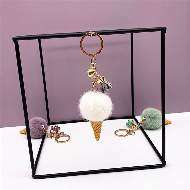Ice Cream Keychain - White - Mooroolbark Wool