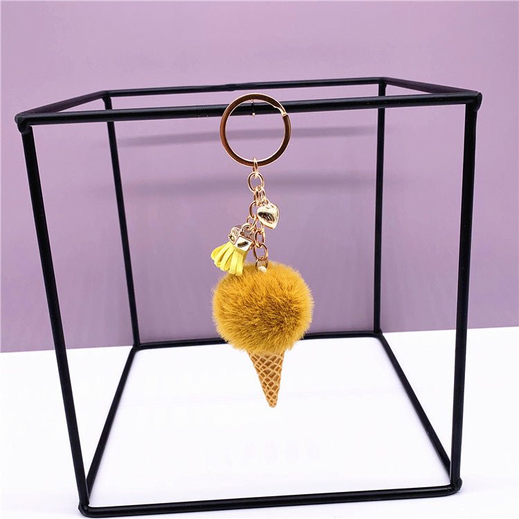 Ice Cream Keychain - Yellow - Mooroolbark Wool
