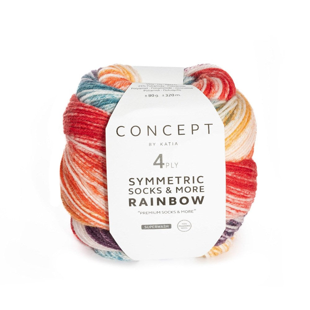 Katia Symmetric Socks & More Rainbow 50 - Orange-Ochre-Petrol