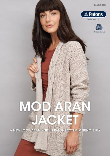 Leaflet 0036 - Patons Mod Aran Jacket - Mooroolbark Wool